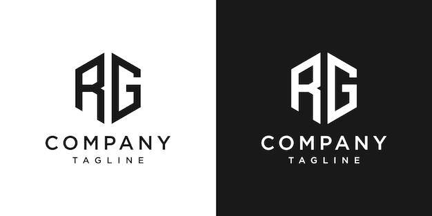 Creative Letter RG Monogram Logo Design Icon Template White and Black Background