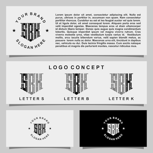 Creative letter S B K monogram logo template