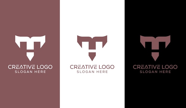 Creative letter TH monogram logo design concept