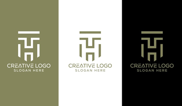 Creative letter TH monogram logo design concept