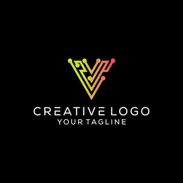 Creative letter v technology logo vector