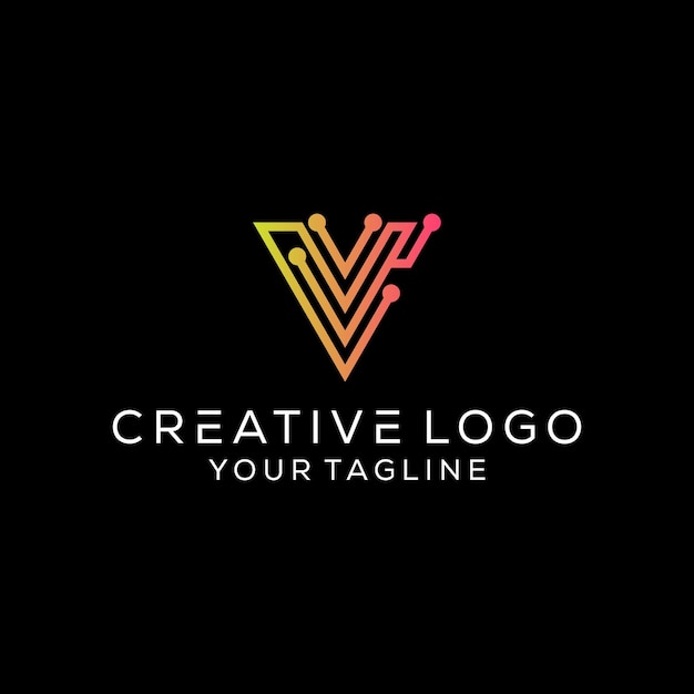 Creative letter v technology logo vector