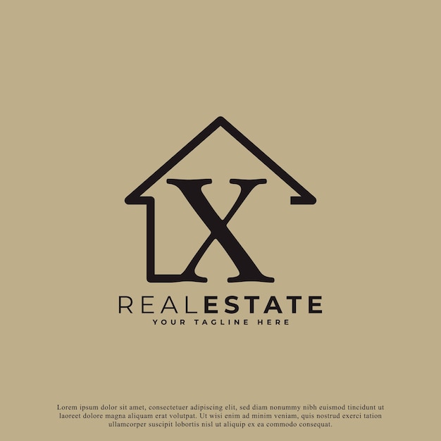 Creative Letter X House Logo Design House Symbol Geometric Linear Style for Real Estate Logos