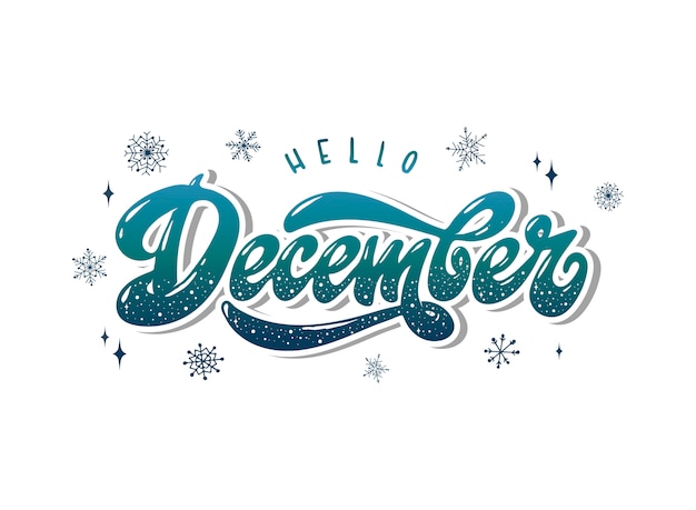 Creative lettering quote 'Hello December'