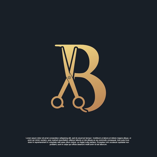 Creative letters B with combination simple scissors Premium Vector