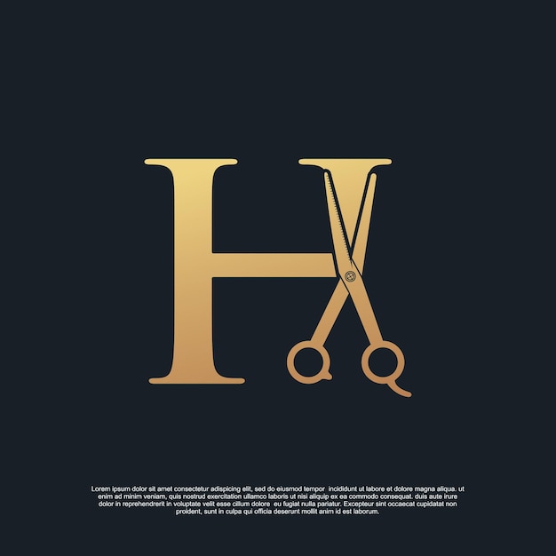 Creative letters H with combination simple scissors Premium Vector