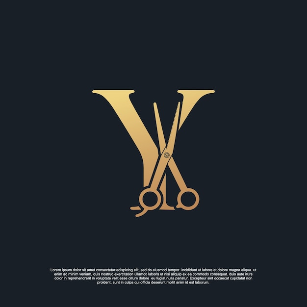 Creative letters Y with combination simple scissors Premium Vector