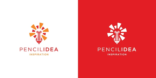 creative light bulb with pencil logo design