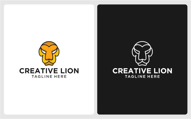 CREATIVE LION LINE ART FULL COLOR MODERN ABSTRACT 3