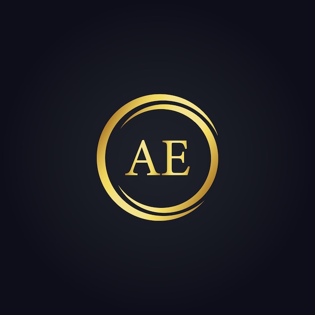 Creative logo AE letter logo in gold color