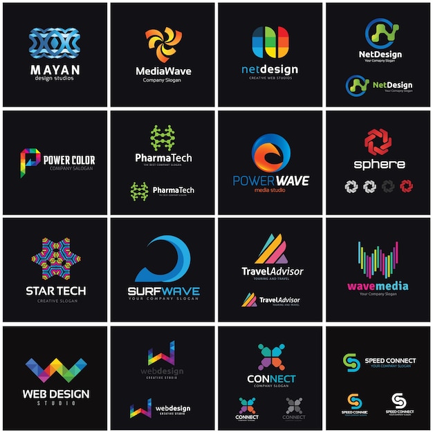 Creative logo collection, Media and creative idea logo design template.