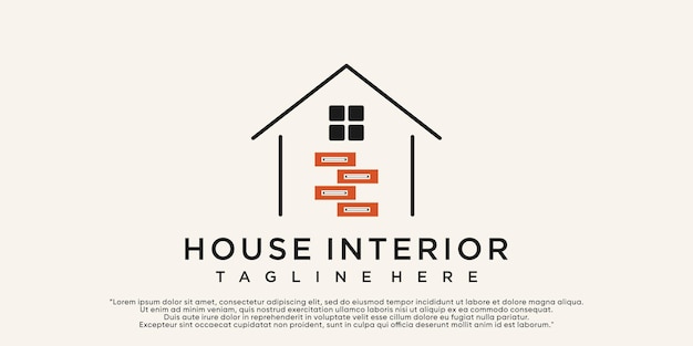 Creative logo design interiorfurniturewith concept unique Premium Vector