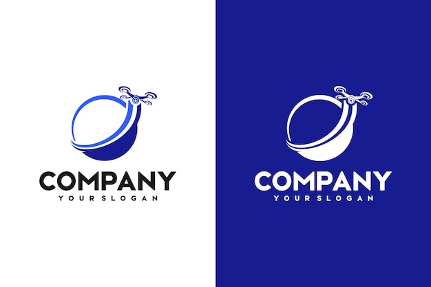 Creative logo drone drone logo with world circle concept