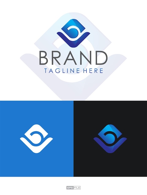 Creative logo Initial B with blue design vector