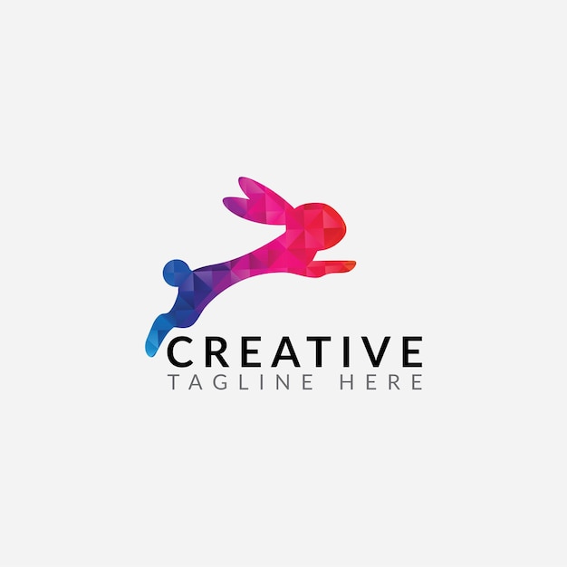 creative logo jumping bunny logo low poly logo business logo branding abstract logo