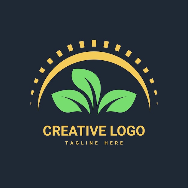 creative logo leaves and sun light