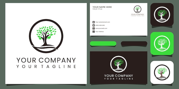 Creative Love Nature logo and business card Premium Vektor