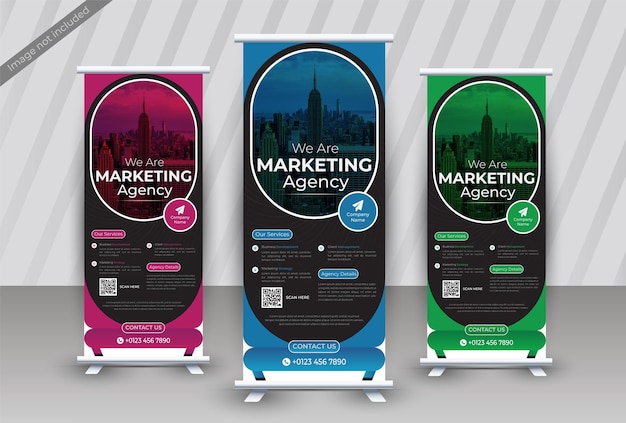 creative maeketing agency roll up banner design or standee banner template