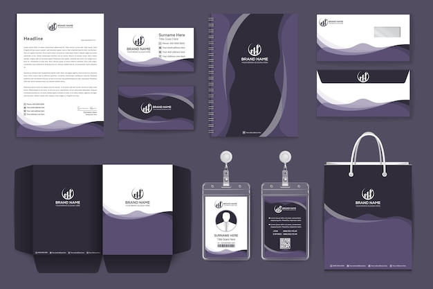 Creative magazine software development brand identity mockup of stationery design