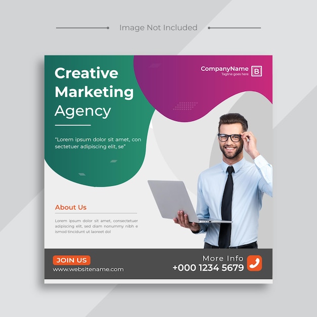 Creative marketing agency and corporate social media post template