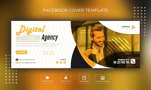 Creative marketing agency facebook cover page and web banner template