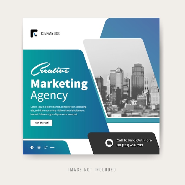 Creative marketing agency Instagram square template design premium vector