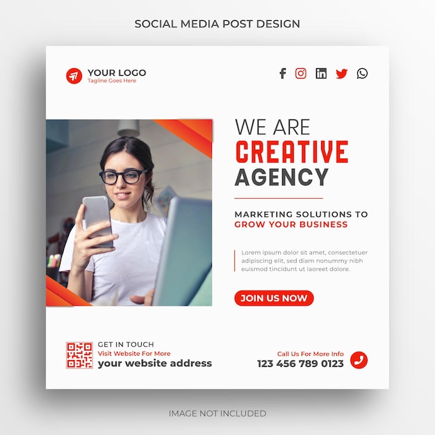 Creative Marketing Agency social media post banner template design. Instagram banner design vector.