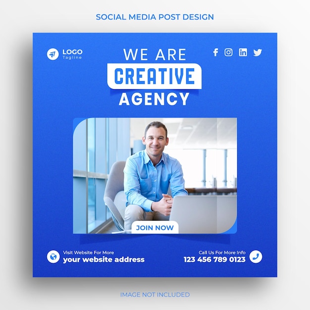 Creative Marketing Agency social media post banner template design. Instagram banner design vector.