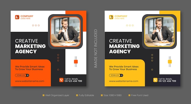 Vector creative marketing agency social media post and banner template