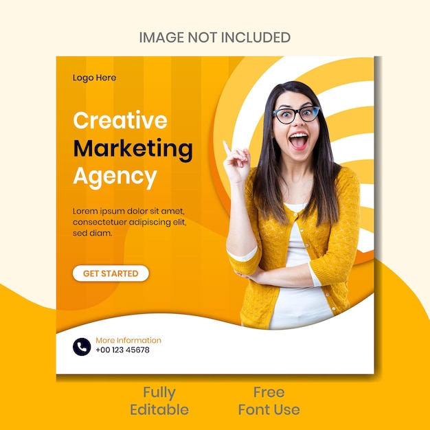 Creative marketing agency social media post template Premium PSD