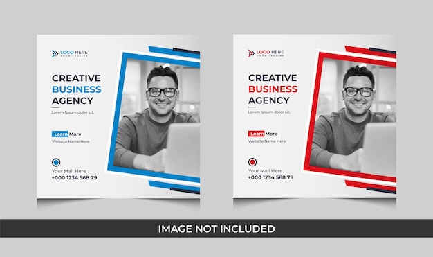 Creative marketing agency social media post template and vector