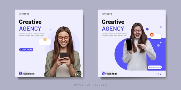 Creative Marketing Agency Social Media Post Vector