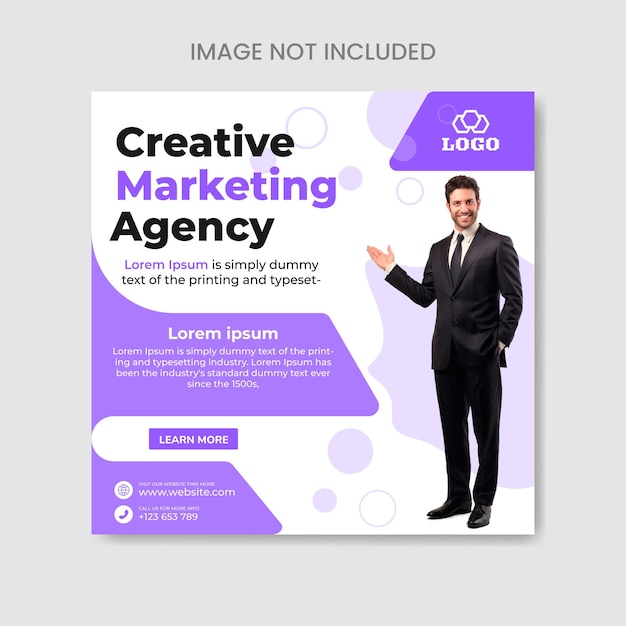 Creative marketing agency social media posts template design. 