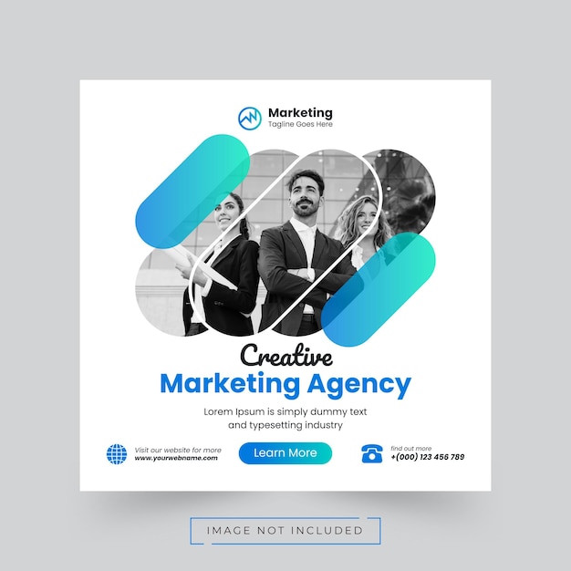 Creative marketing agency square flyer or instagram social media post template