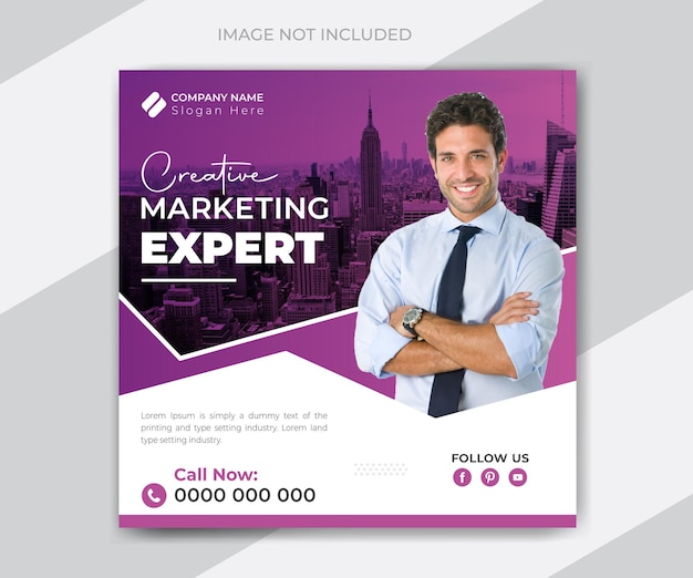 Creative marketing expert social media post and modern business agency web banner template