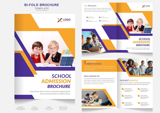 Creative marketing school education admission bifold brochure design or school admission brochure