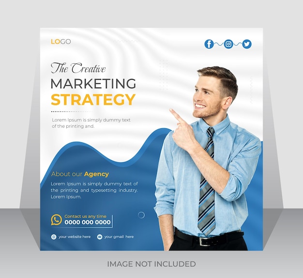 The creative marketing strategy corporate business social media post design template