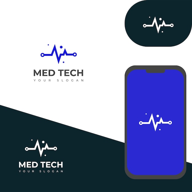 Creative Med Tech Logo Design Vector Template icon