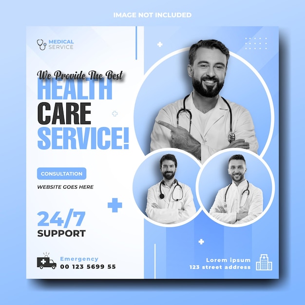 Creative medical ads promotional social media post template design