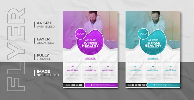 Creative Medical Healthcare Flyer or Brochure Cover Template With Stylish Paper Background