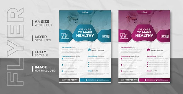 Creative Medical Healthcare Flyer Design or Brochure Cover Template With Stylish Paper Background