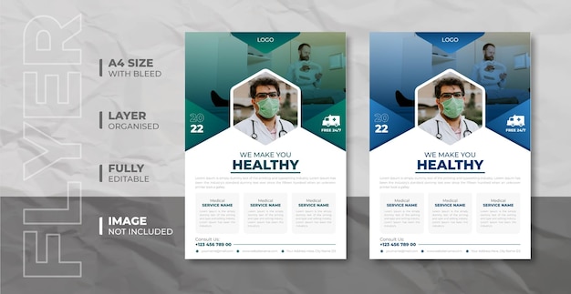 Creative Medical Healthcare Flyer Template or Brochure Cover Design