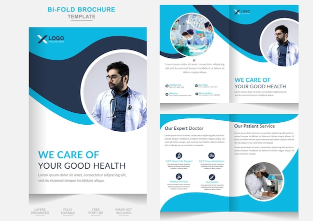 Creative medical treatment healthcare Business bifold brochure medical Company Profile design templa