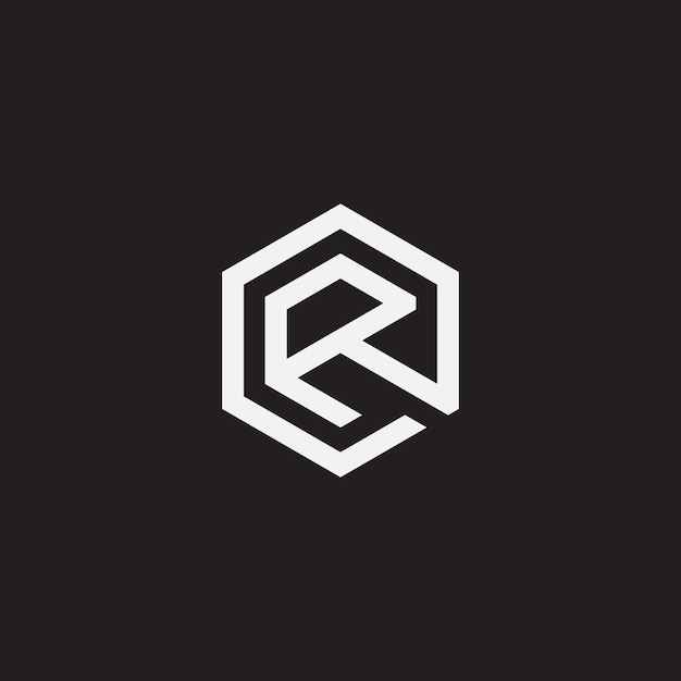 Creative and minimal letter R vector logotype. Line hexagon abstract simple logo design template.