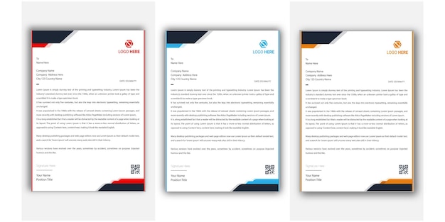 Creative Minimal Modern and Clean Colorful Business Letterhead Design Template A4 Size