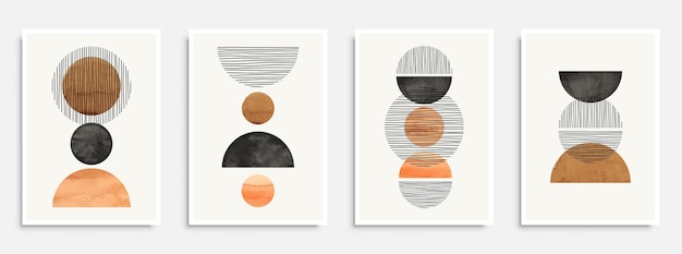 Creative minimalist hand painted illustration set Design for poster wall decoration home decor