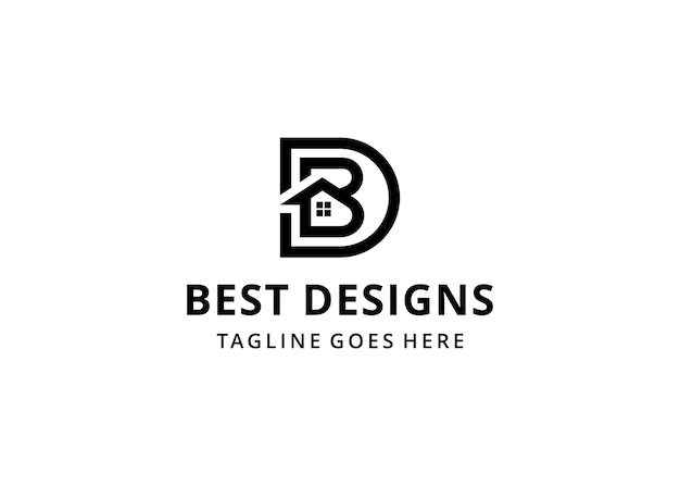 Creative modern abstract illustration initials B,D home sign geometric logo design template