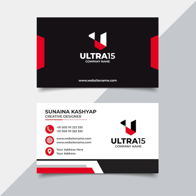 Creative Modern black and red business visiting card design template