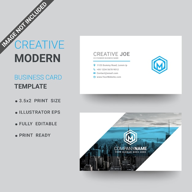 Creative modern business card with blue details