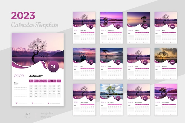 Creative modern colorful 2023 new year calendar design